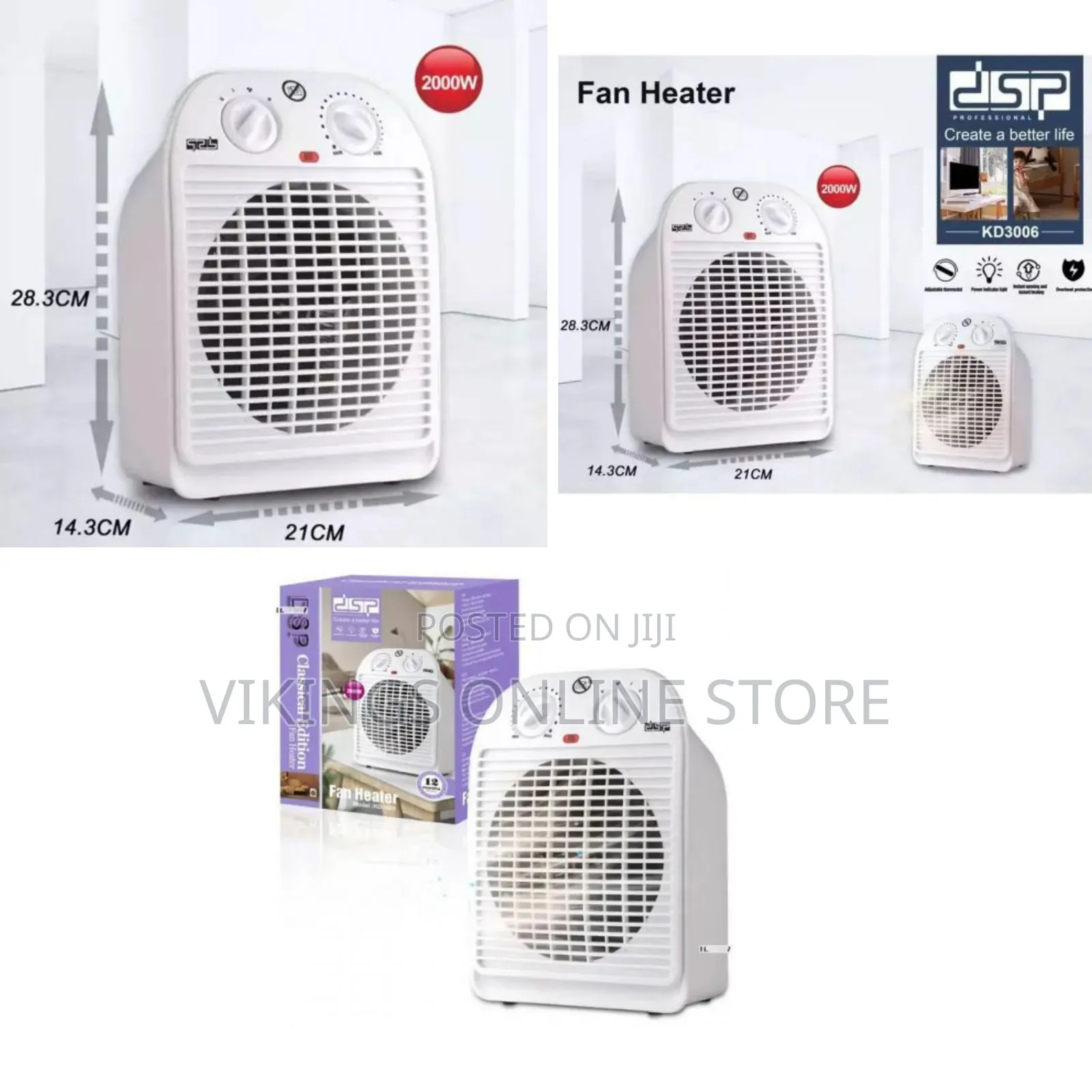 DSP Home Portable Electric Fan Heater Mini Fan With an Adjustable