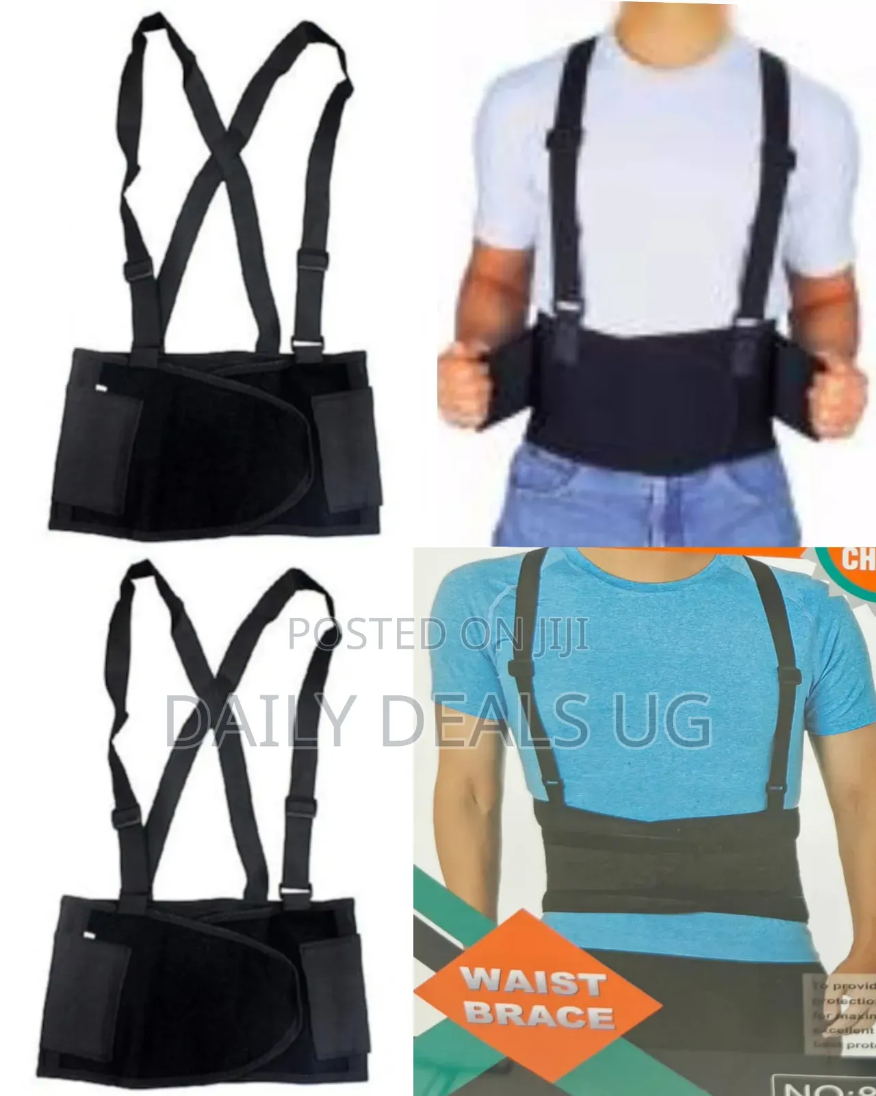 Back Support Adjustable Belt Waist Brace Suspenders Heavy Duty