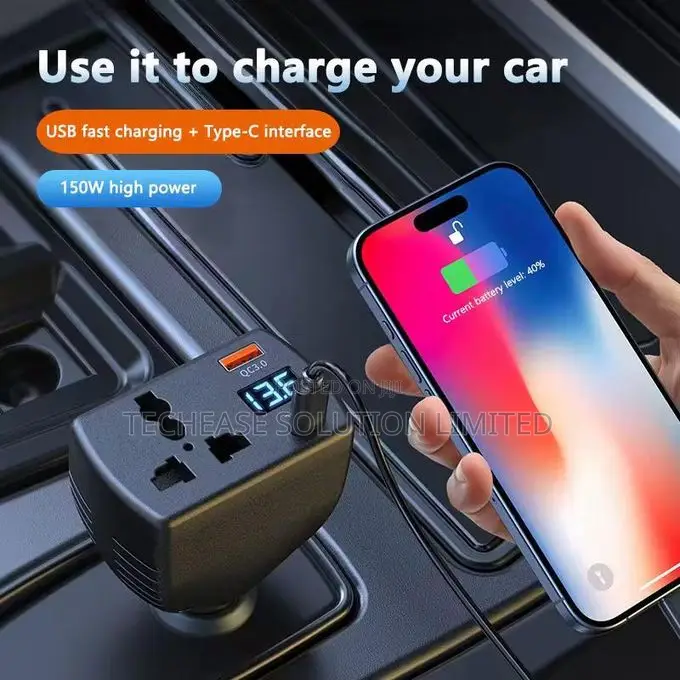 150w Car Inverter 12v-24v to 110v-220v – Digital Display