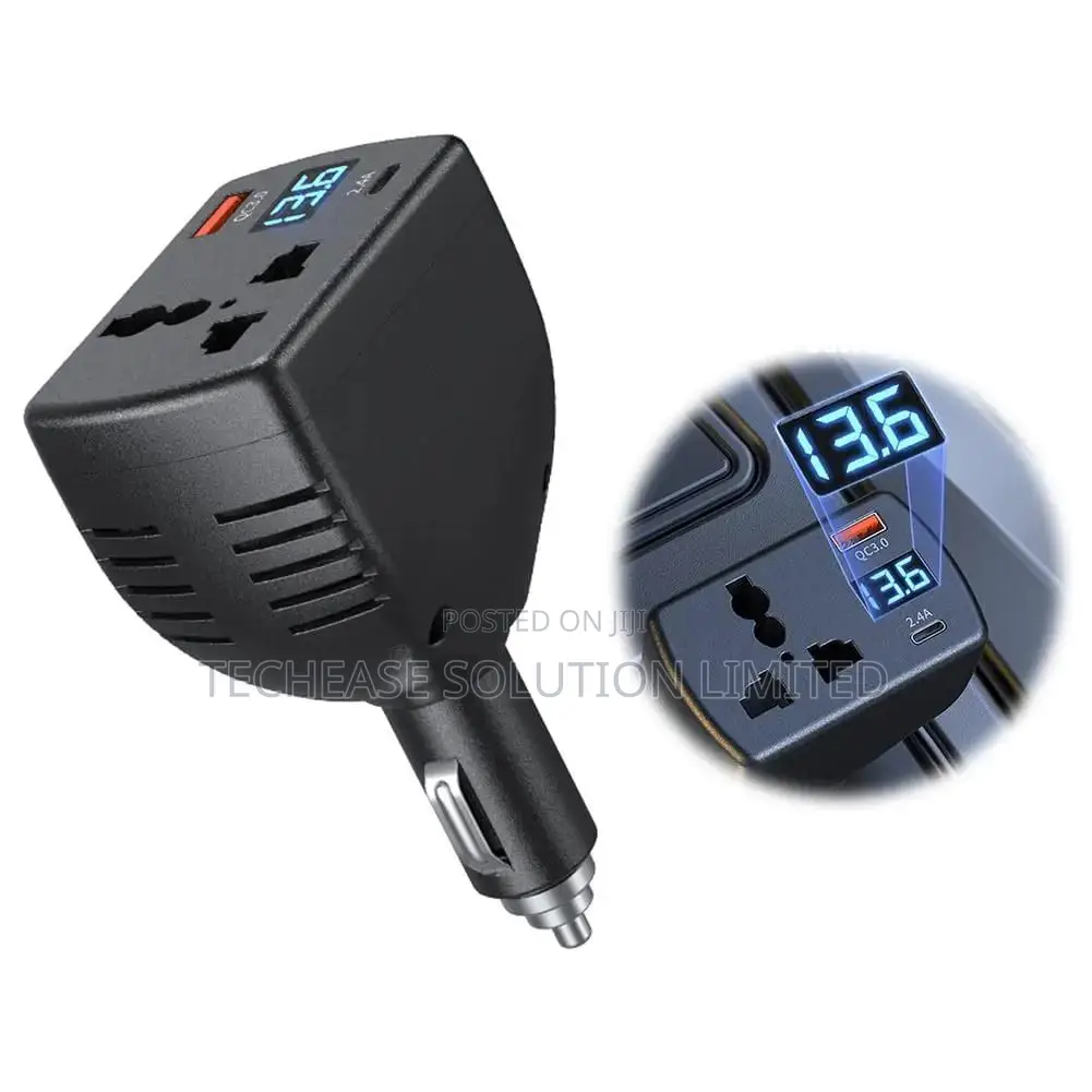 150w Car Inverter 12v-24v to 110v-220v – Digital Display