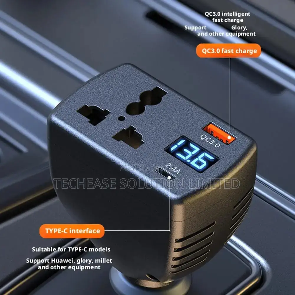 150w Car Inverter 12v-24v to 110v-220v – Digital Display
