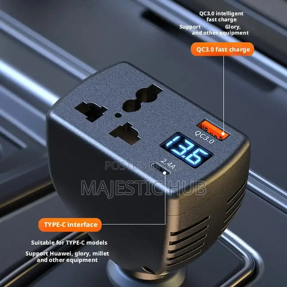 150w Car Inverter 12v-24v to 110v-220v – Digital Display