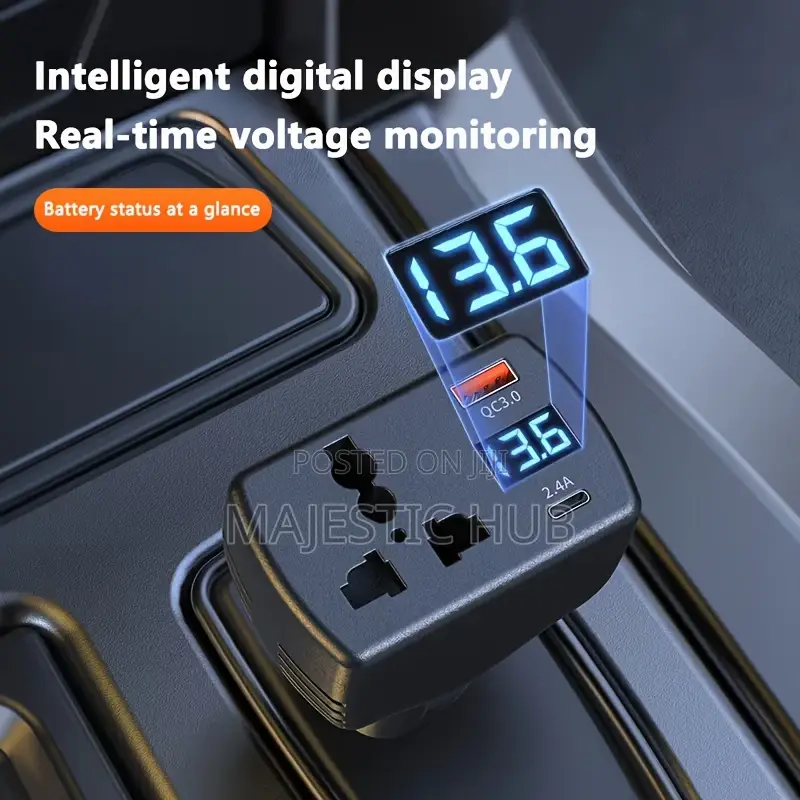 150w Car Inverter 12v-24v to 110v-220v – Digital Display