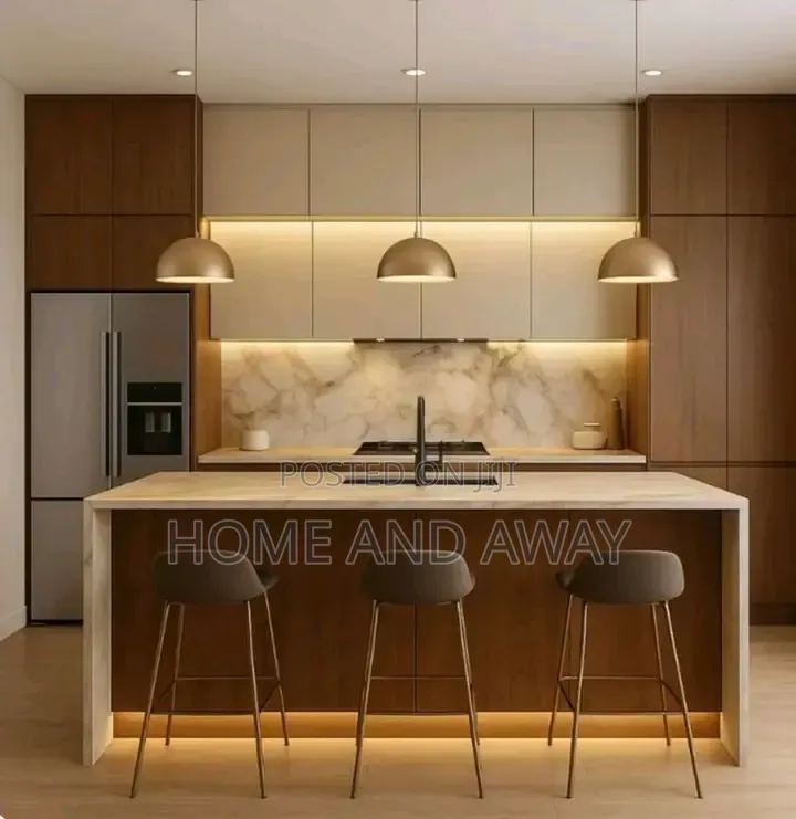 Strait Line Kitchen Cabinets With Islands From 7,000,000/- Any Colour