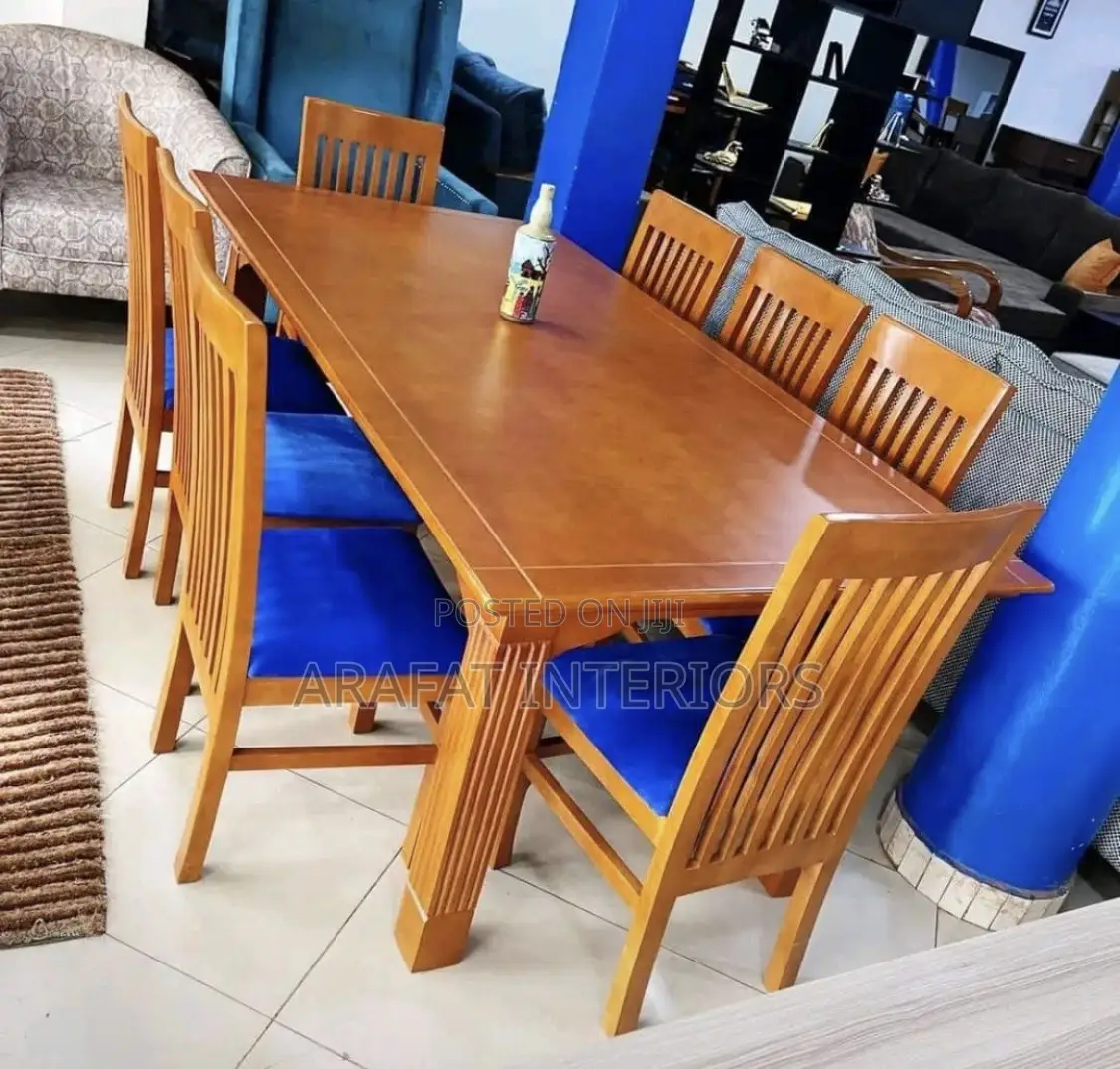 8 Seater Solid Wood Dining Table Set With Upholstered Chairs