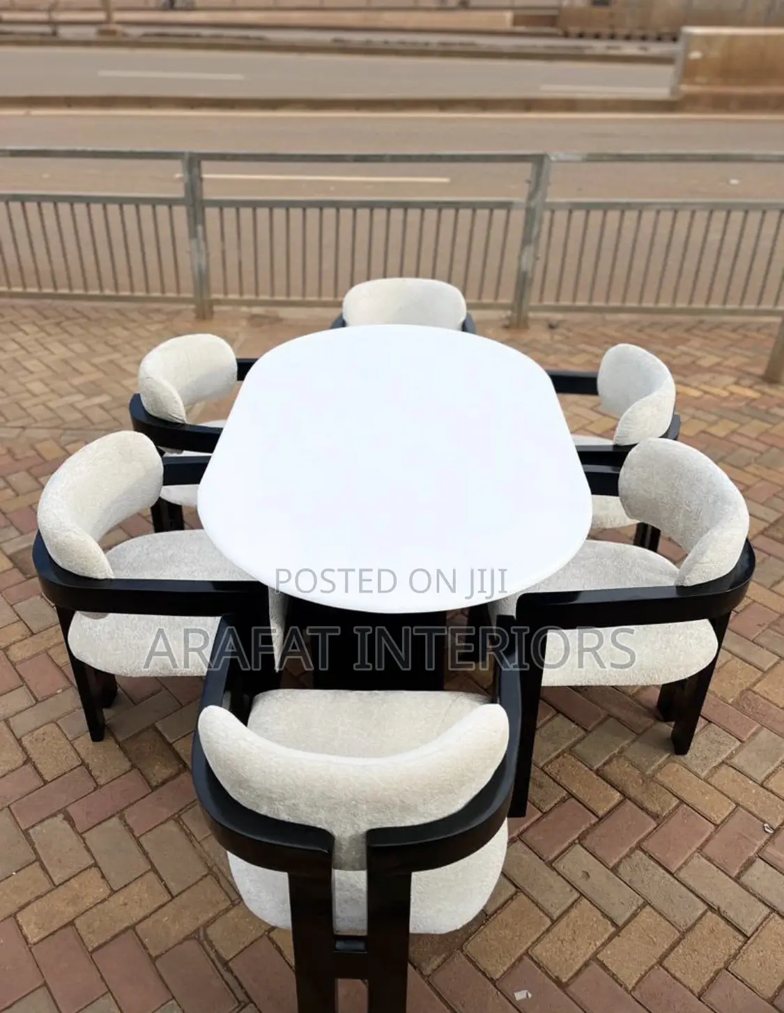Elegant Solid Wood Oval Dining Table + 6 Matching Chairs