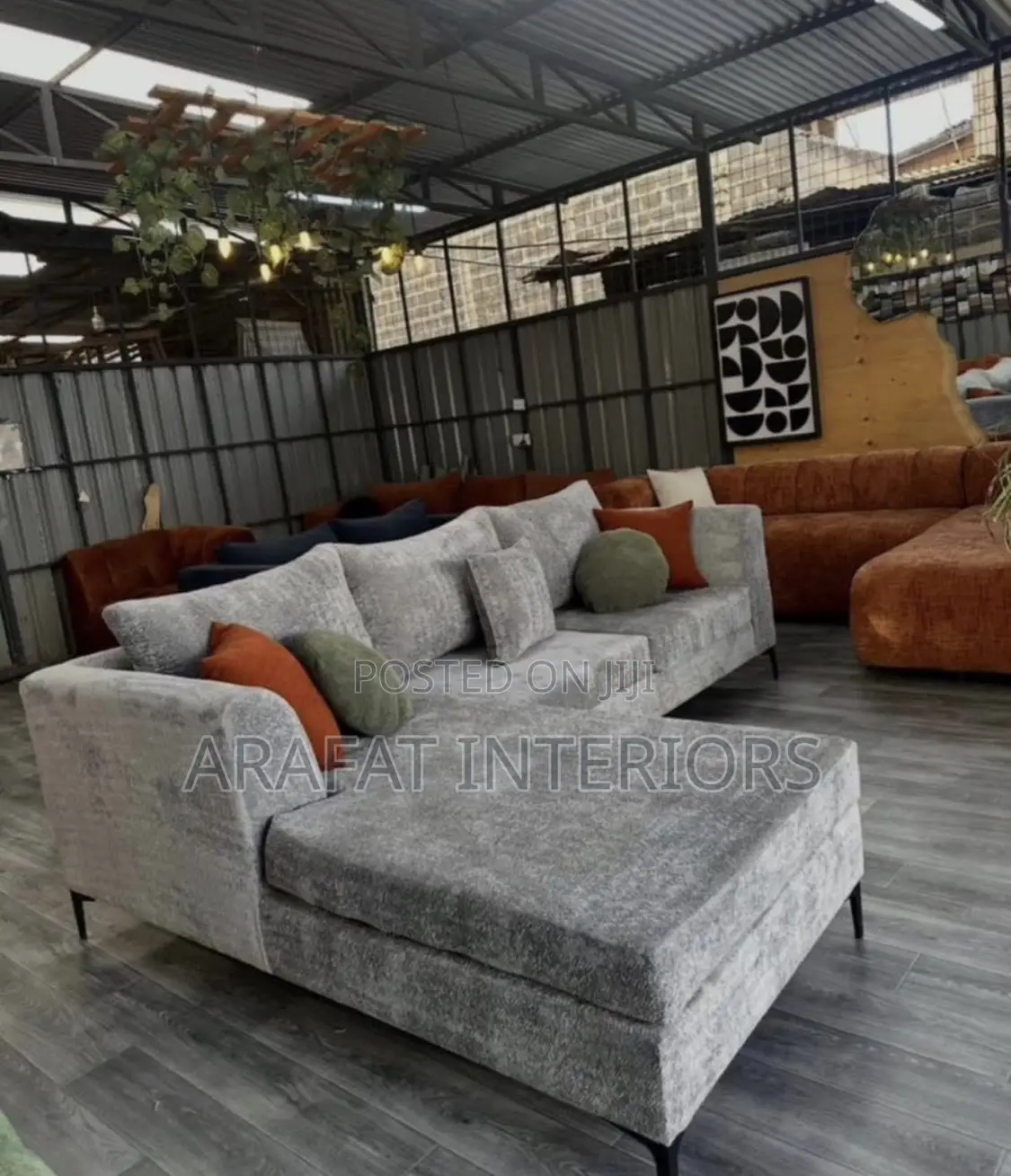 Modern Gray Boucle L-Shaped Sectional Sofa With Chaise Loungers