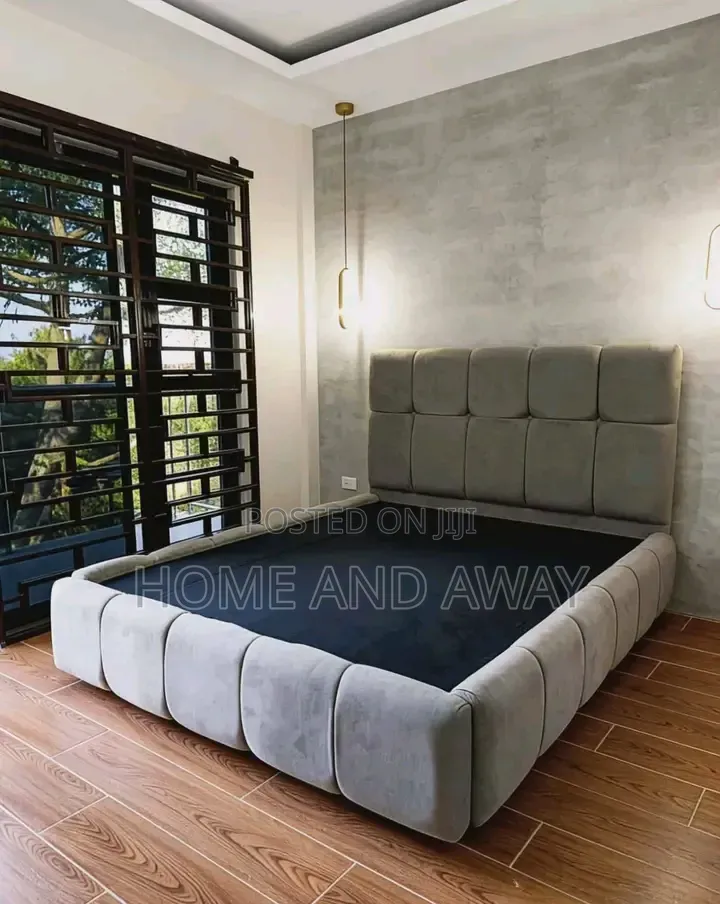 5 by 6 Grey Velvet Beds From 980,000/- With Free Delivery Order Now