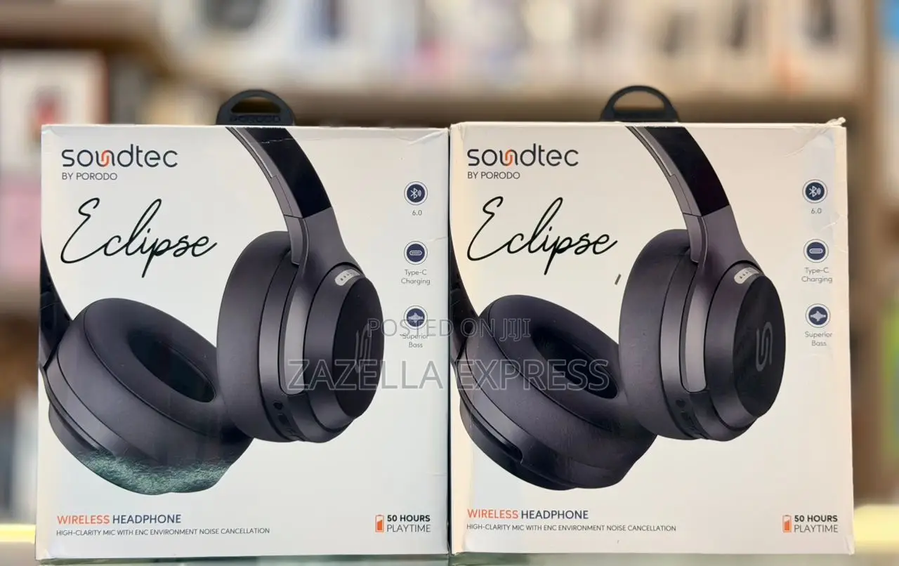 Porodo Soundtec Eclipse Wireless Over-Ear Headphones, High-Clarity