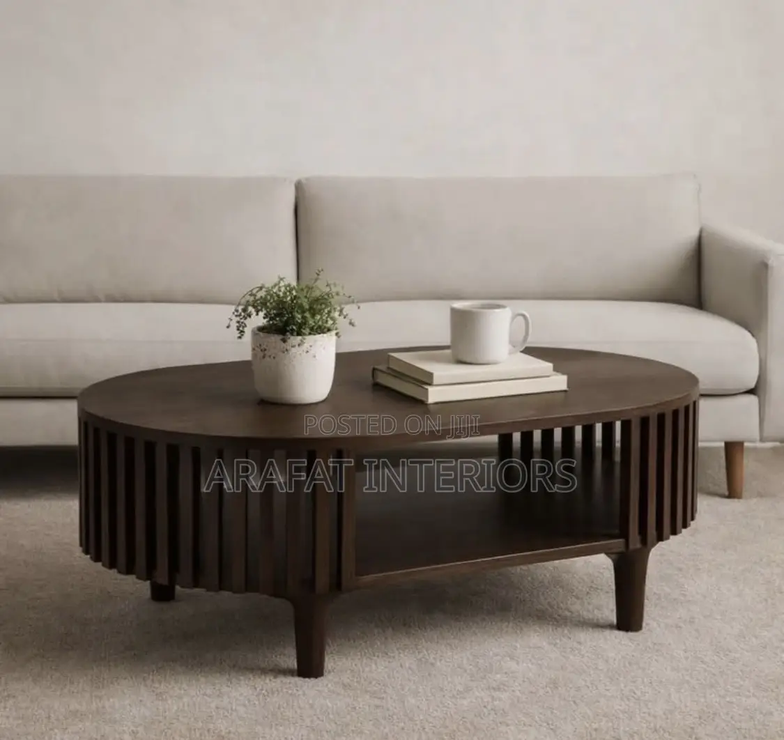 Beautiful Oval Coffee Table in Rich Dark Walnut Finish 