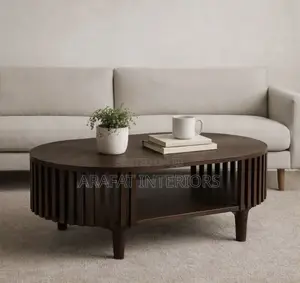 Beautiful Oval Coffee Table in Rich Dark Walnut Finish 