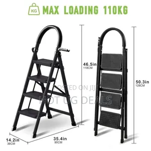 Heavy-Duty 4-Step Folding Steel Stepladder (110kg Capacity)