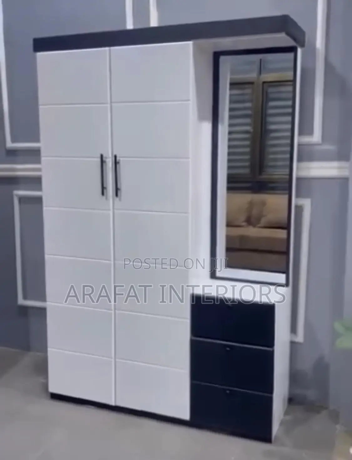Stylish Modern Wardrobe in Crisp White With Bold Black Accents