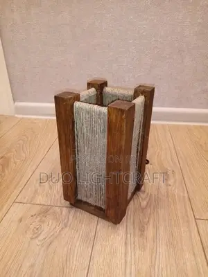 Wooden Lantern With Sisal Thread