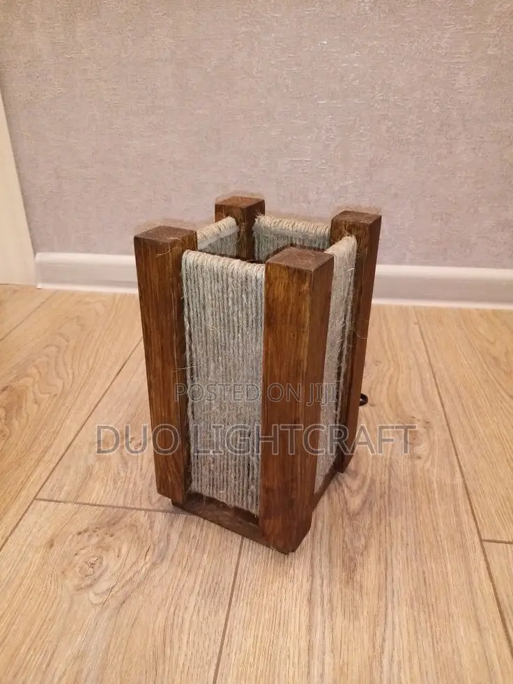 Wooden Lantern With Sisal Thread