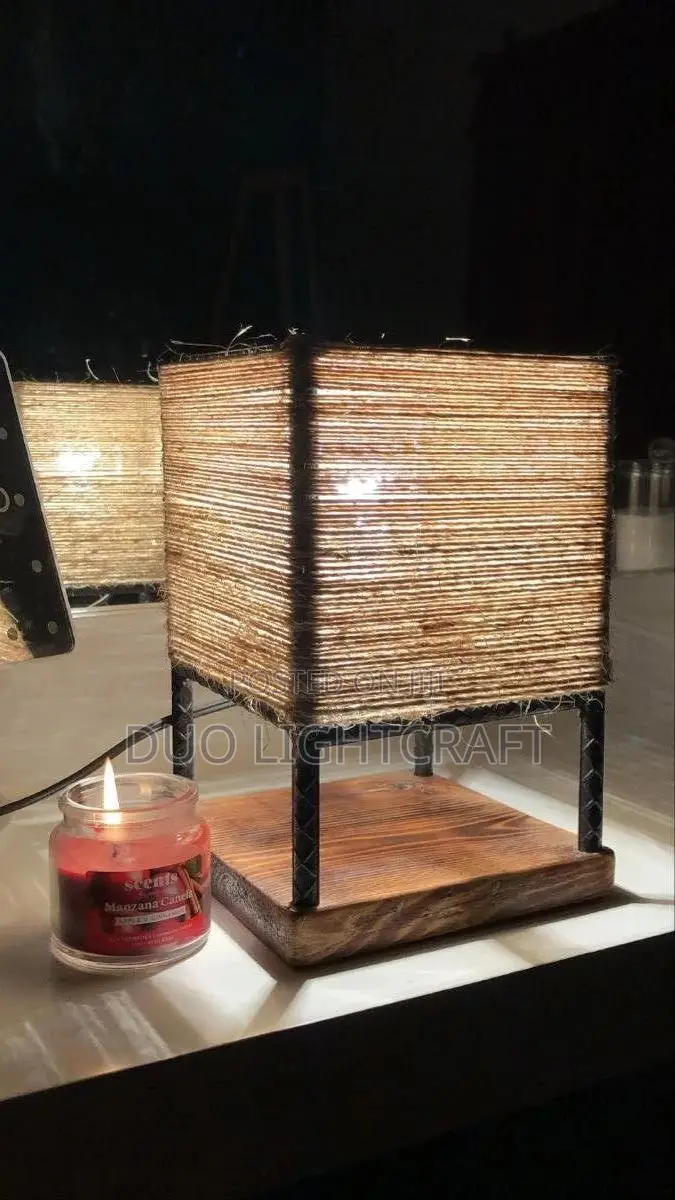 Wooden Lantern With Sisal Thread