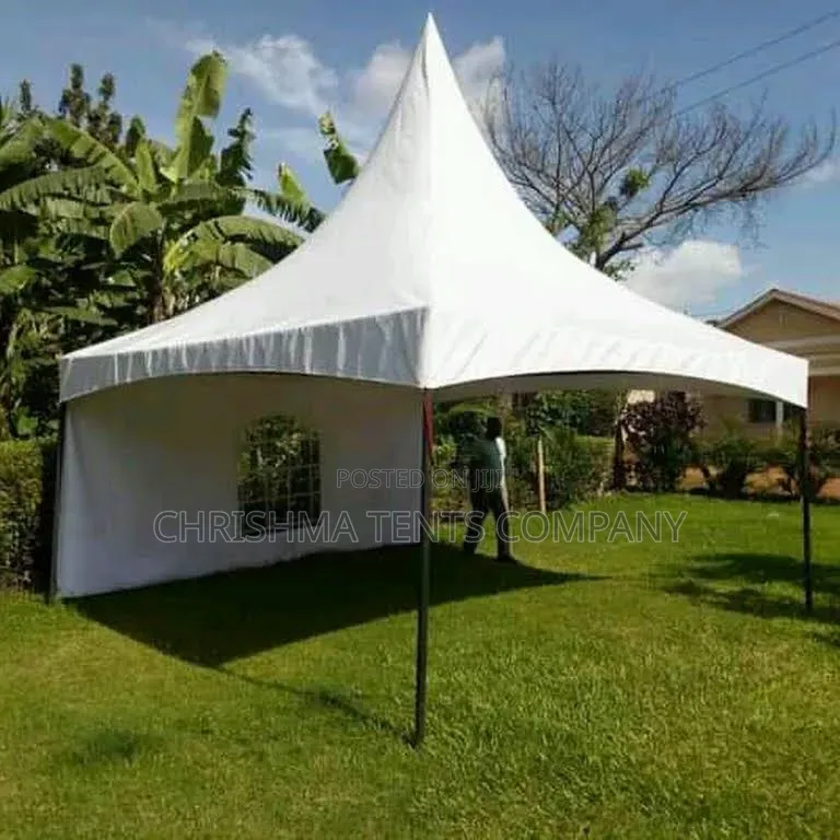 Red Color And White 50-seater Tent Covered Three Sides