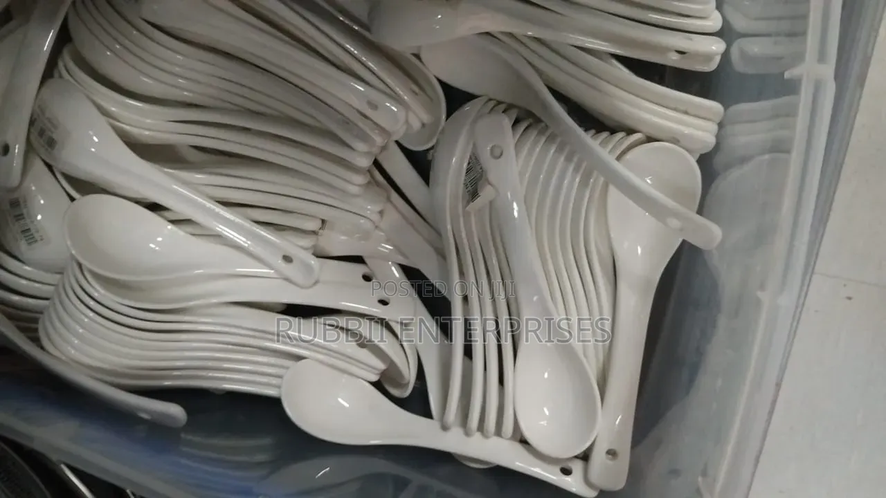 White Ceramic Soup Spoons 6pcs