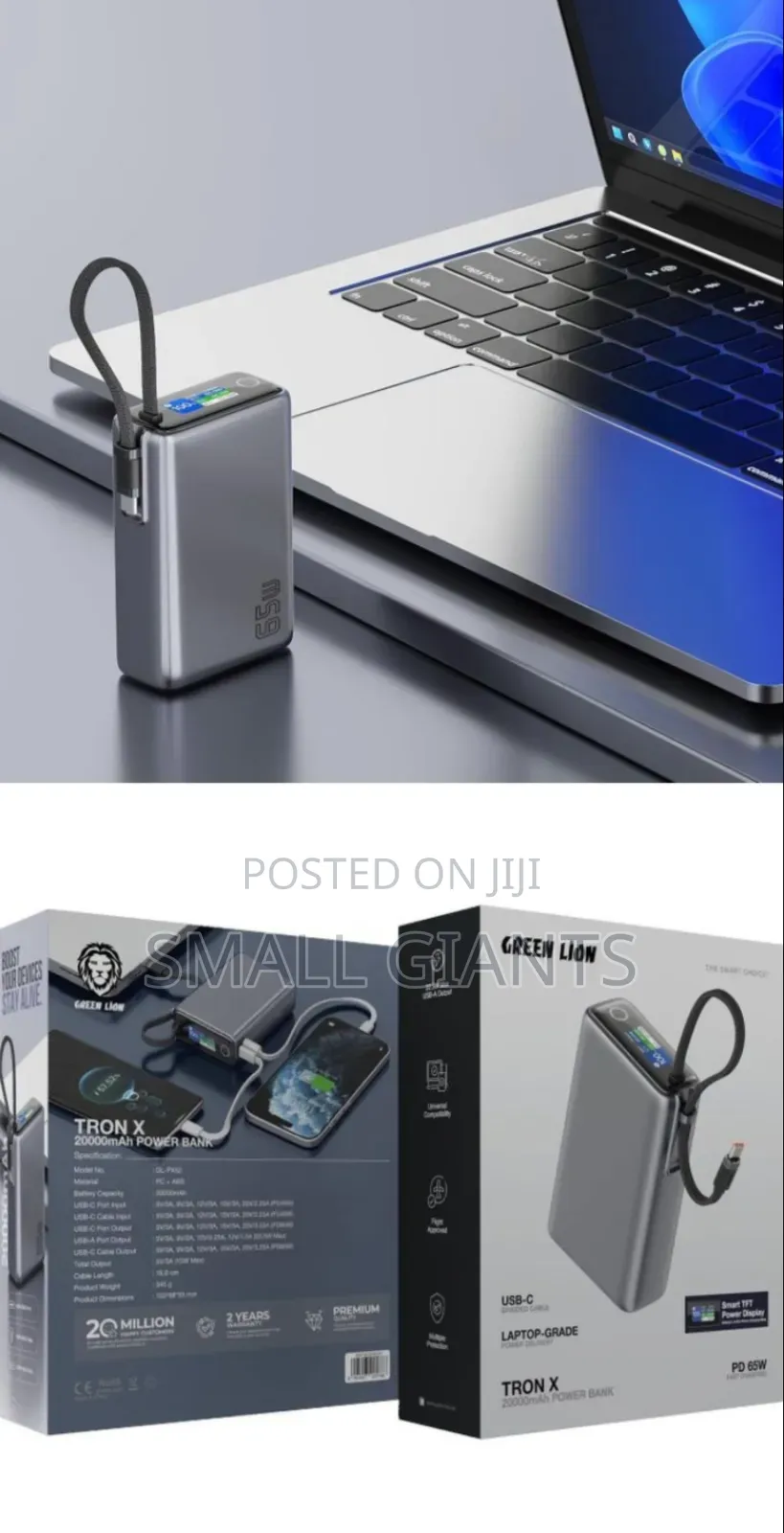 Tron X 20000mah Power Bank, Pd 65w Fast Charging
