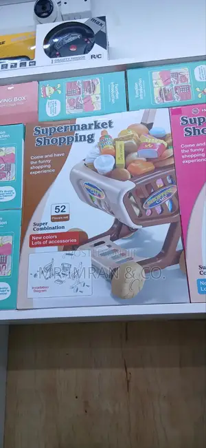 Supermarket Shopping Cart Toy Play Set (52 Pieces).