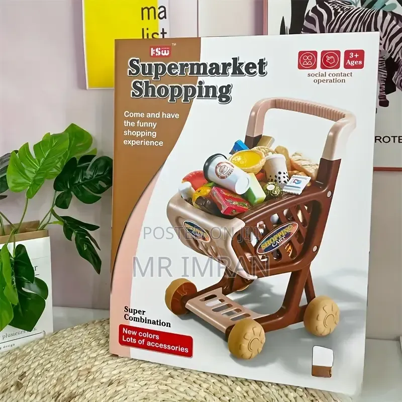 Supermarket Shopping Cart Toy Play Set (52 Pieces).