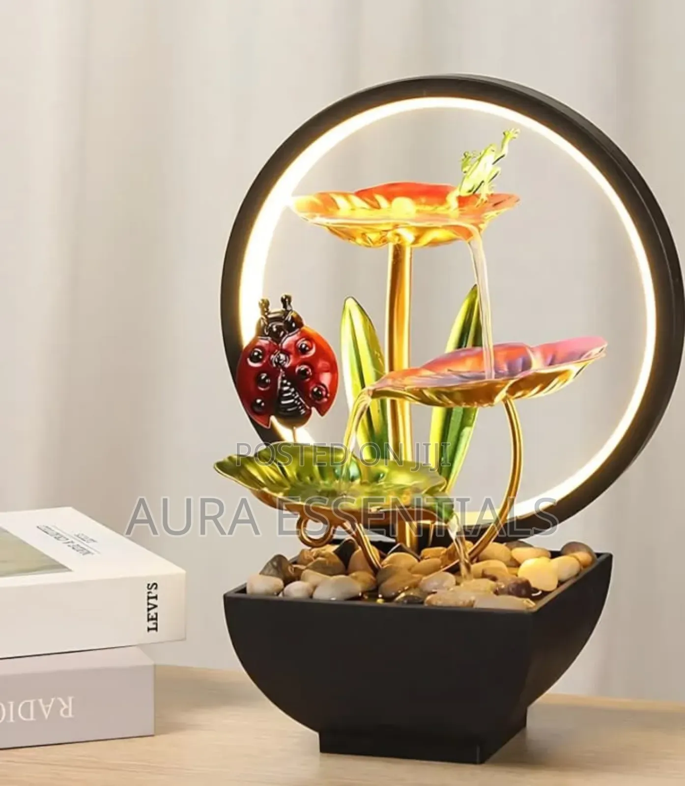 Ladybug Tabletop Fountain With Led Lighting