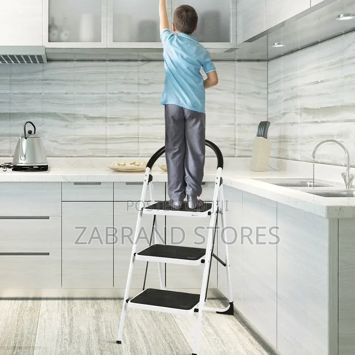 Foldable Stepping Ladder 3 Steps- White