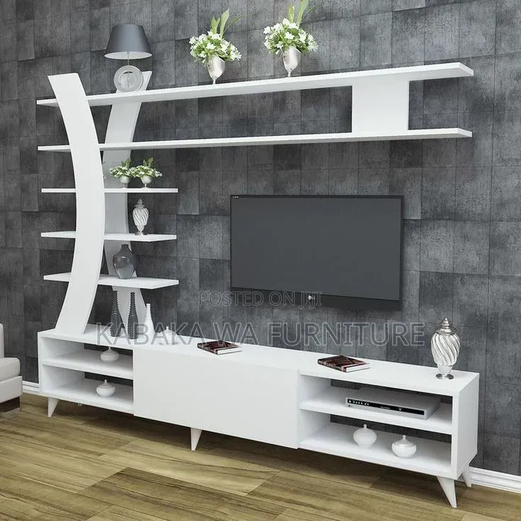 Indian Traditional Tv Unit Design With Tower Cabinets/ and Geometric /