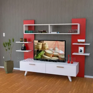 Two Tone /Contemporary Tv Unit /Design With /Floating Shelves/