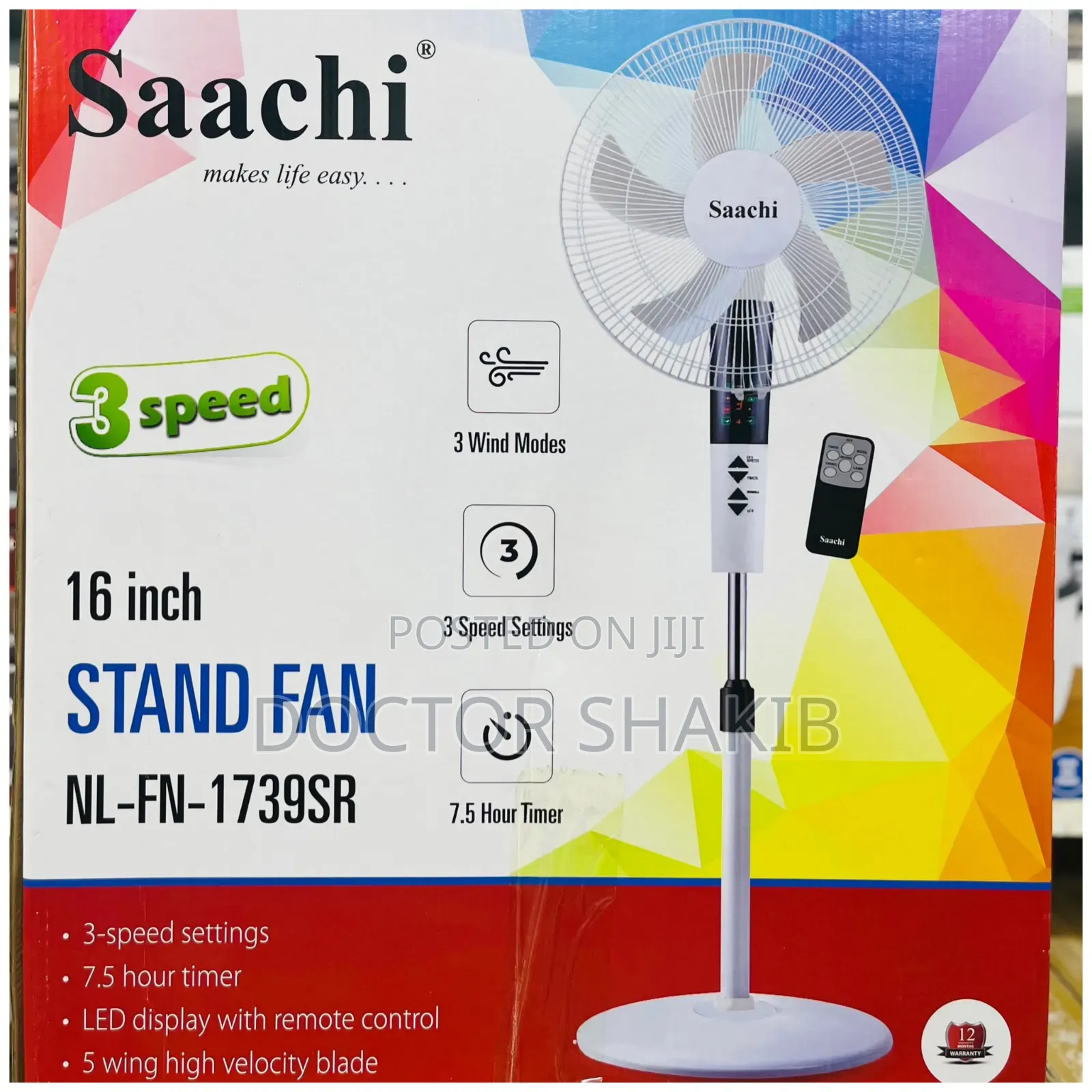 Neŵ Saachi 16 Inch Stand Fan