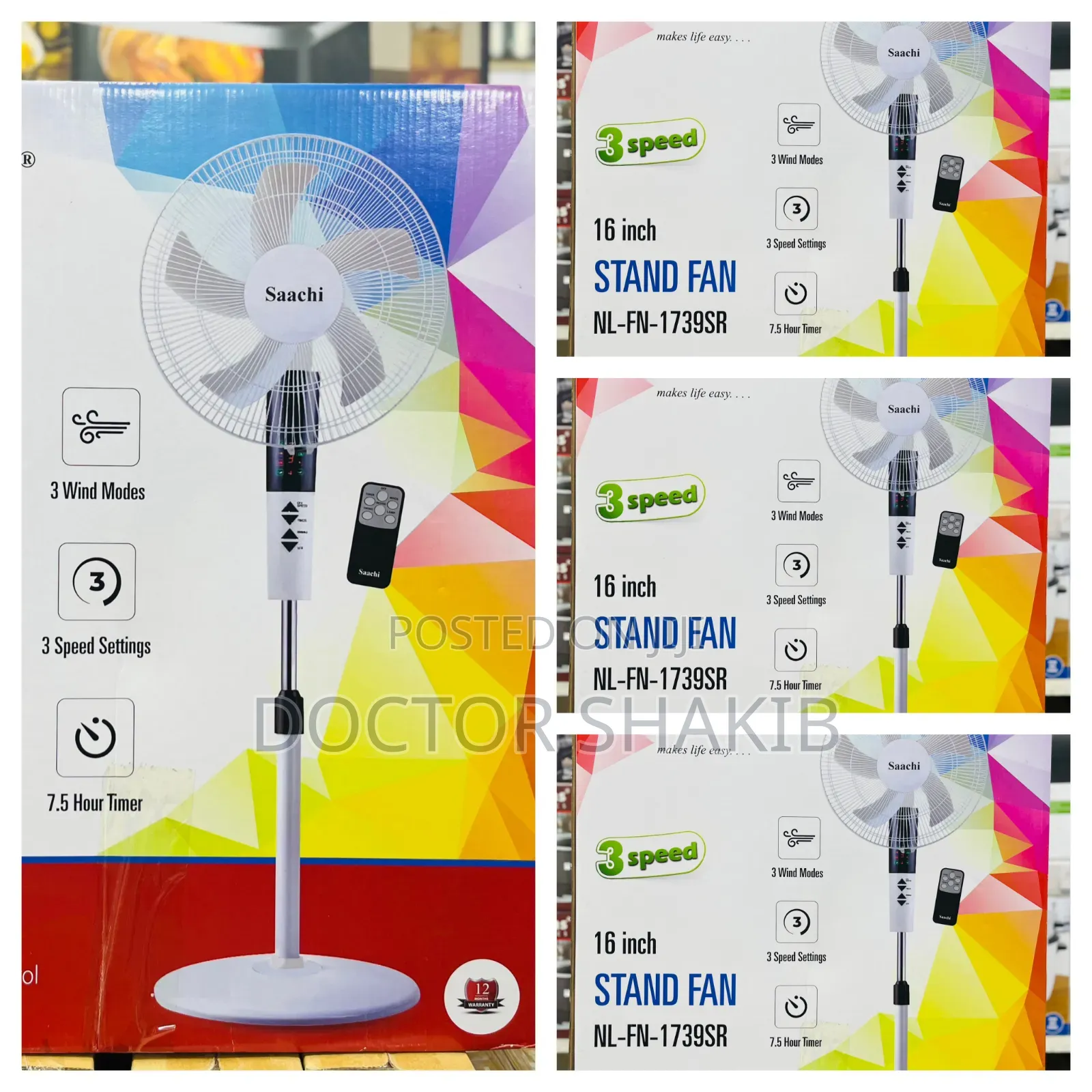 Neŵ Saachi 16 Inch Stand Fan