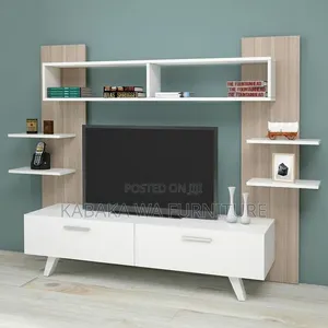 Modern Floating /Tv Unit Design/ With Silver and/ White Finish
/
