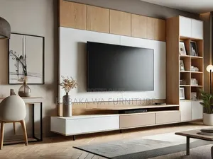 Contemporary/ Tv Unit Design With/ Smoke Grey and/ Marble Backdrop
/