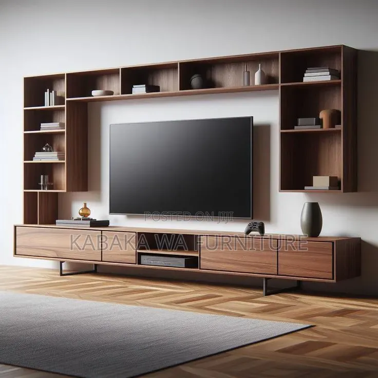 White Wall Mounted Contemporary Tv Unit Design With/ Hidden Storage
/