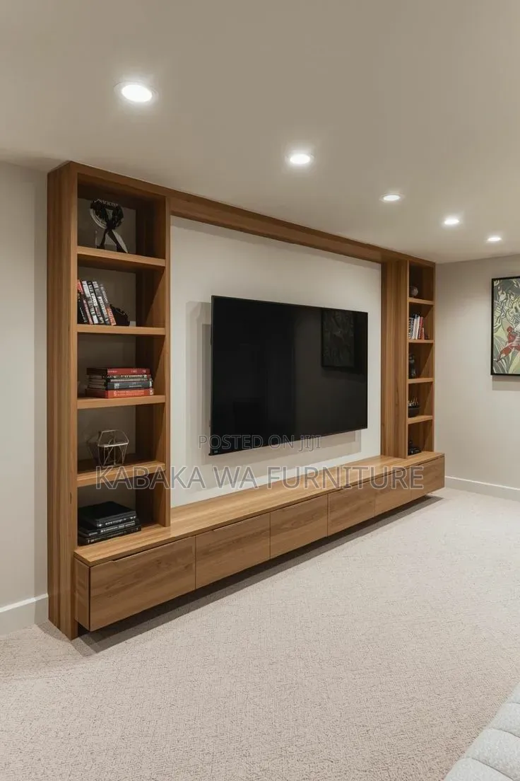 Floor to Ceiling /Contemporary Tv Unit/ Design in/ White and Wood /