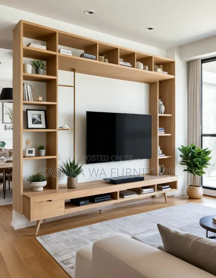 Floating /Modern Tv Unit Design /With Drawers in /Champagne Tones
/