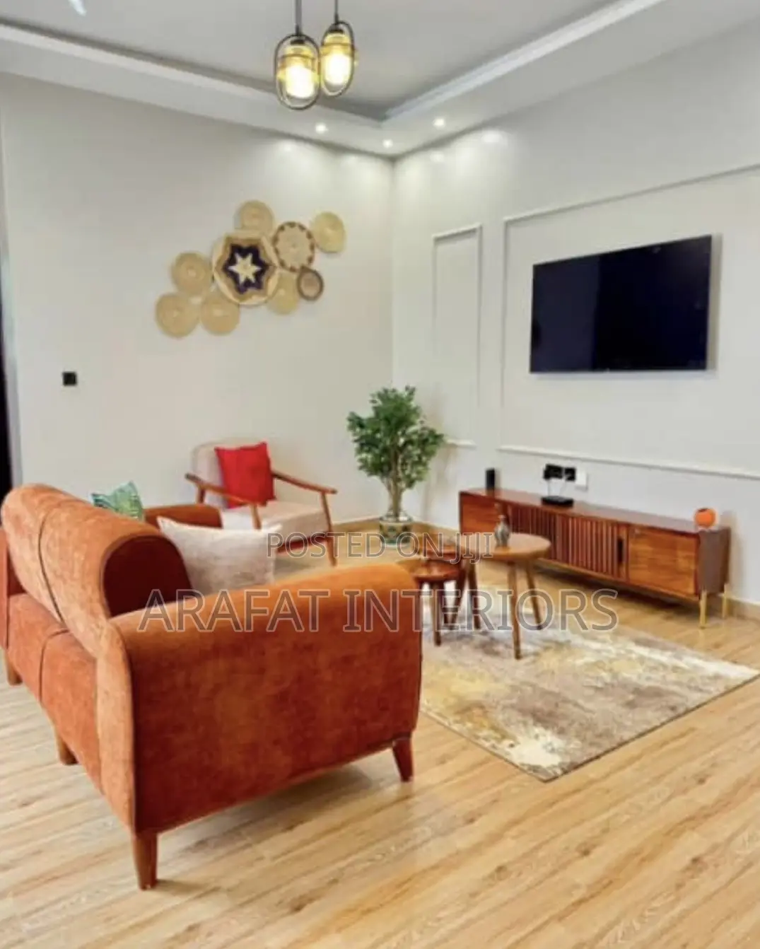 Orange Living Room Set  Super Cozy Curved Sofa