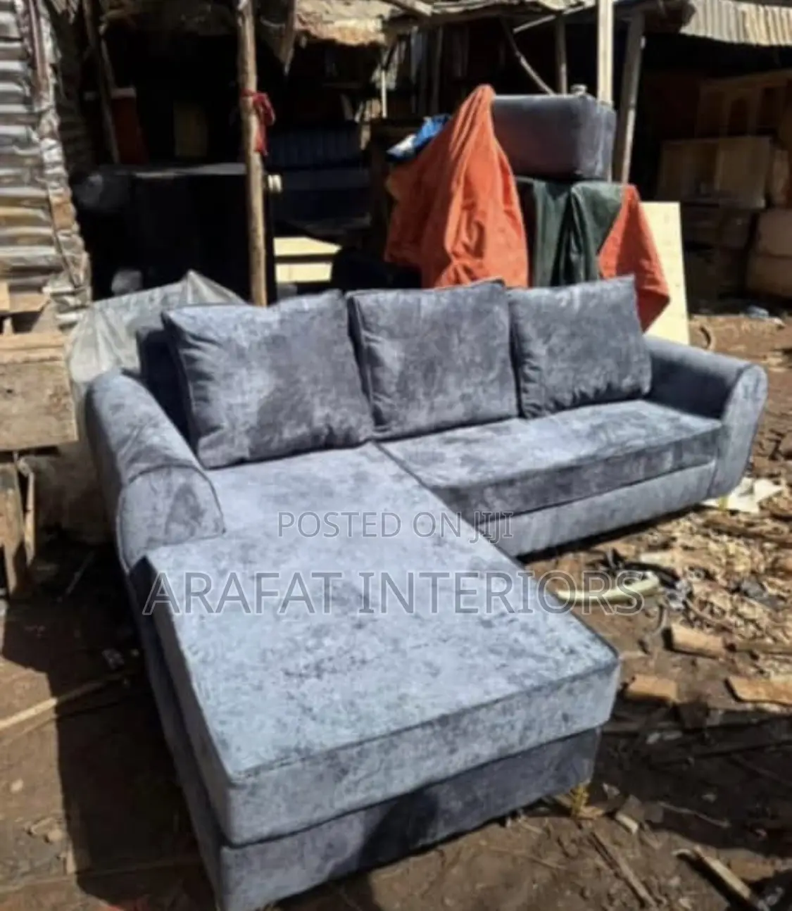 Brand New Luxury Crushed Velvet L-Shaped Sectional Sofa