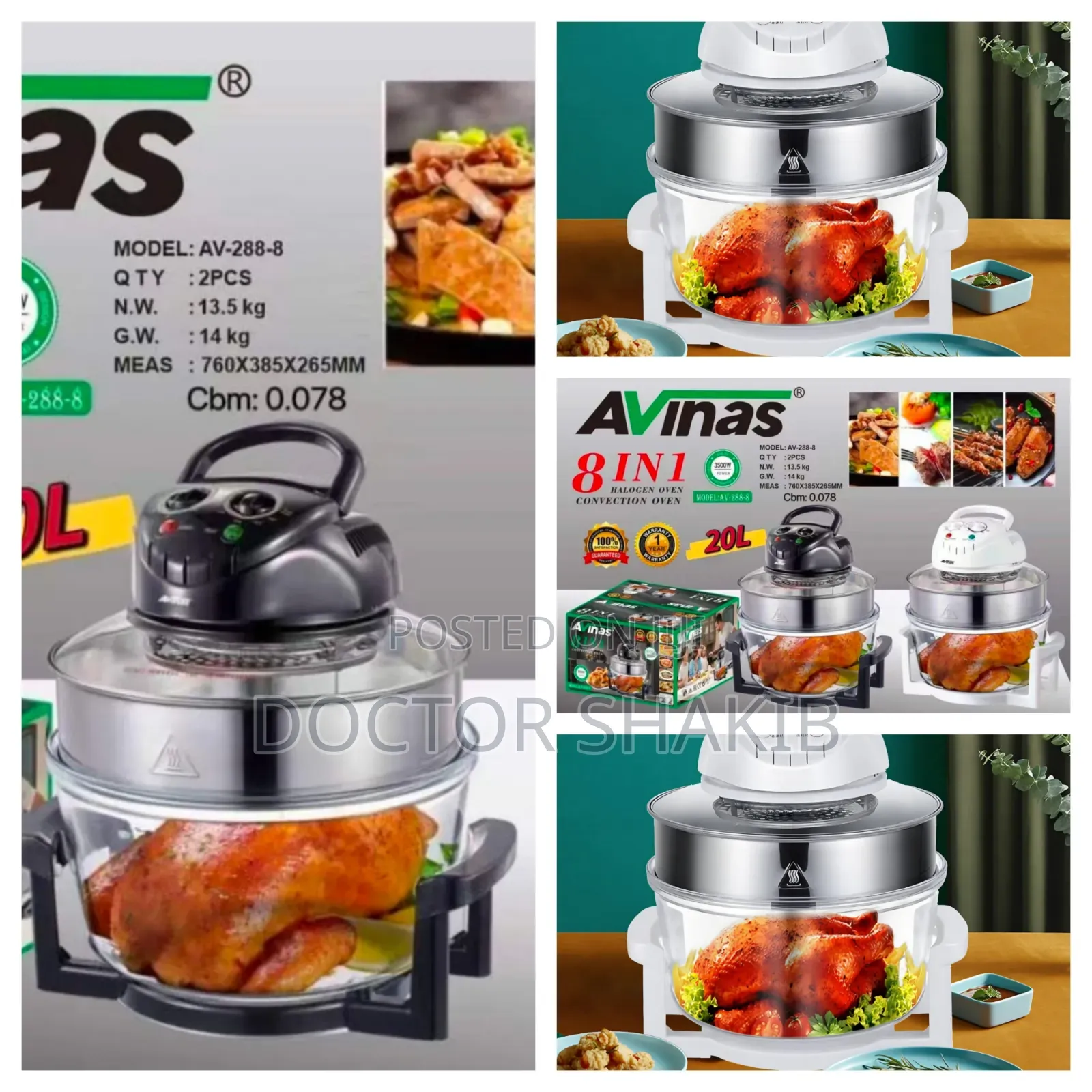 Avinas 8-in-1 Halogen Convection Oven, Model Av-288-8.