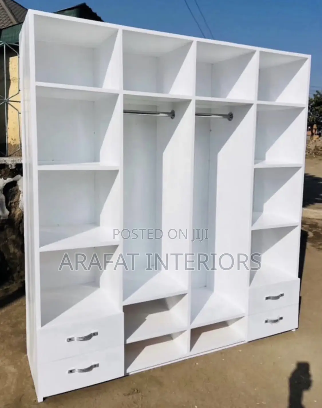 Brand New Modern White Geometric Wardrobe