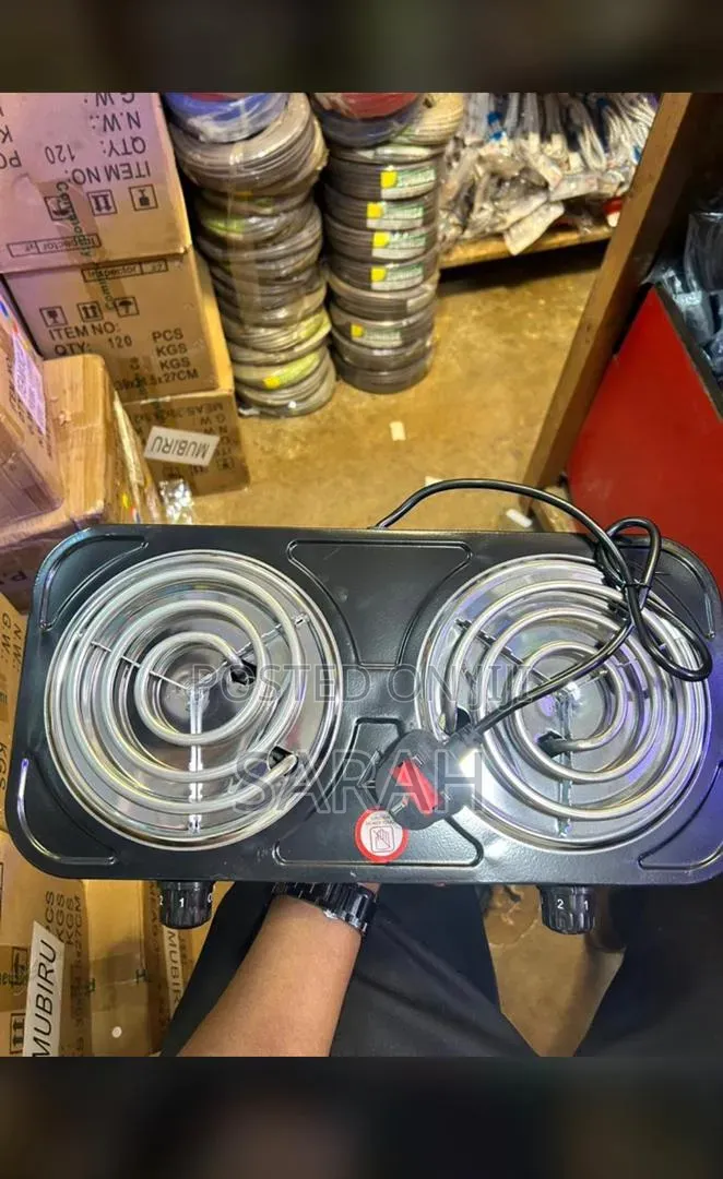 Electric Hot Plate Has Two Coil Burners.