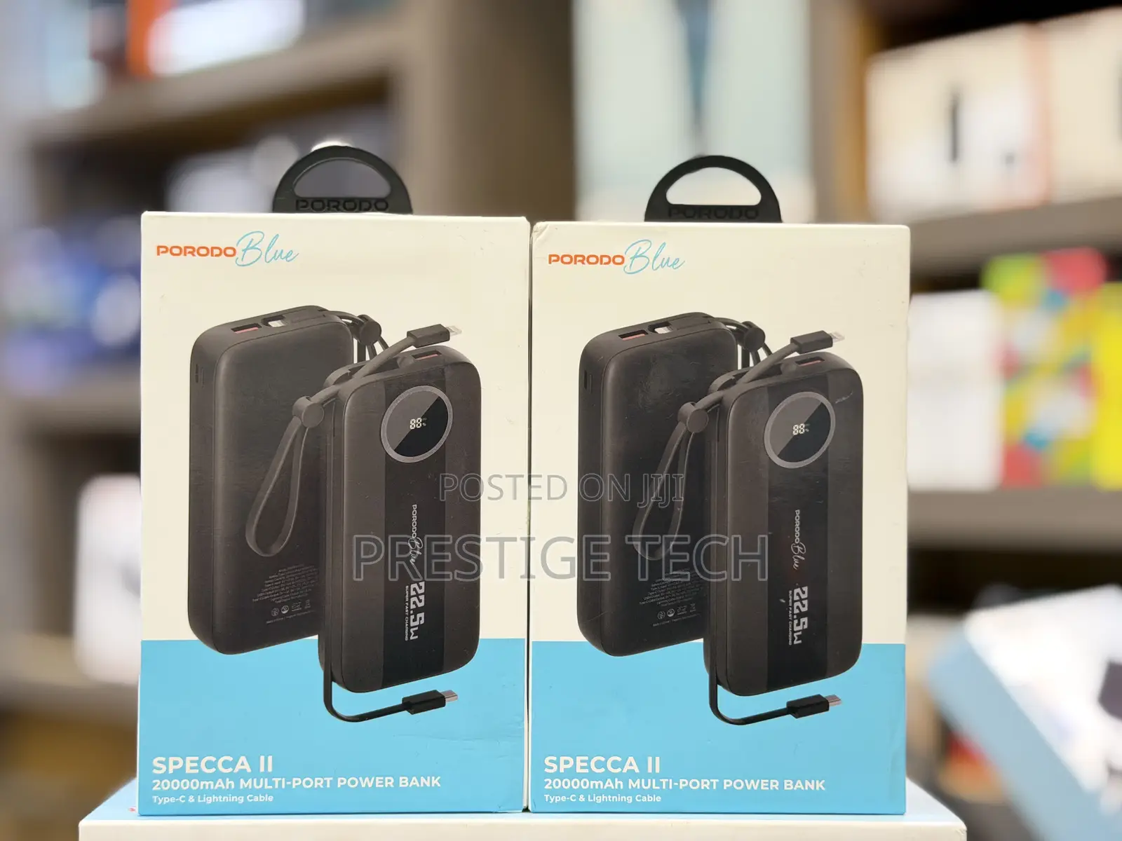 Porodo Specca 20000mah Power Bank 22.5w With Built in C iPhone Cable