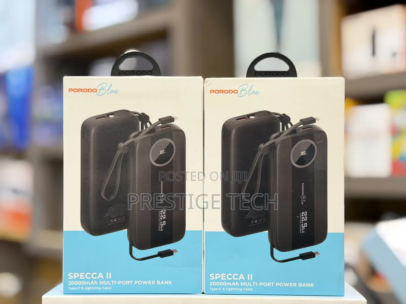 Porodo Specca 20000mah Power Bank 22.5w With Built in C iPhone Cable