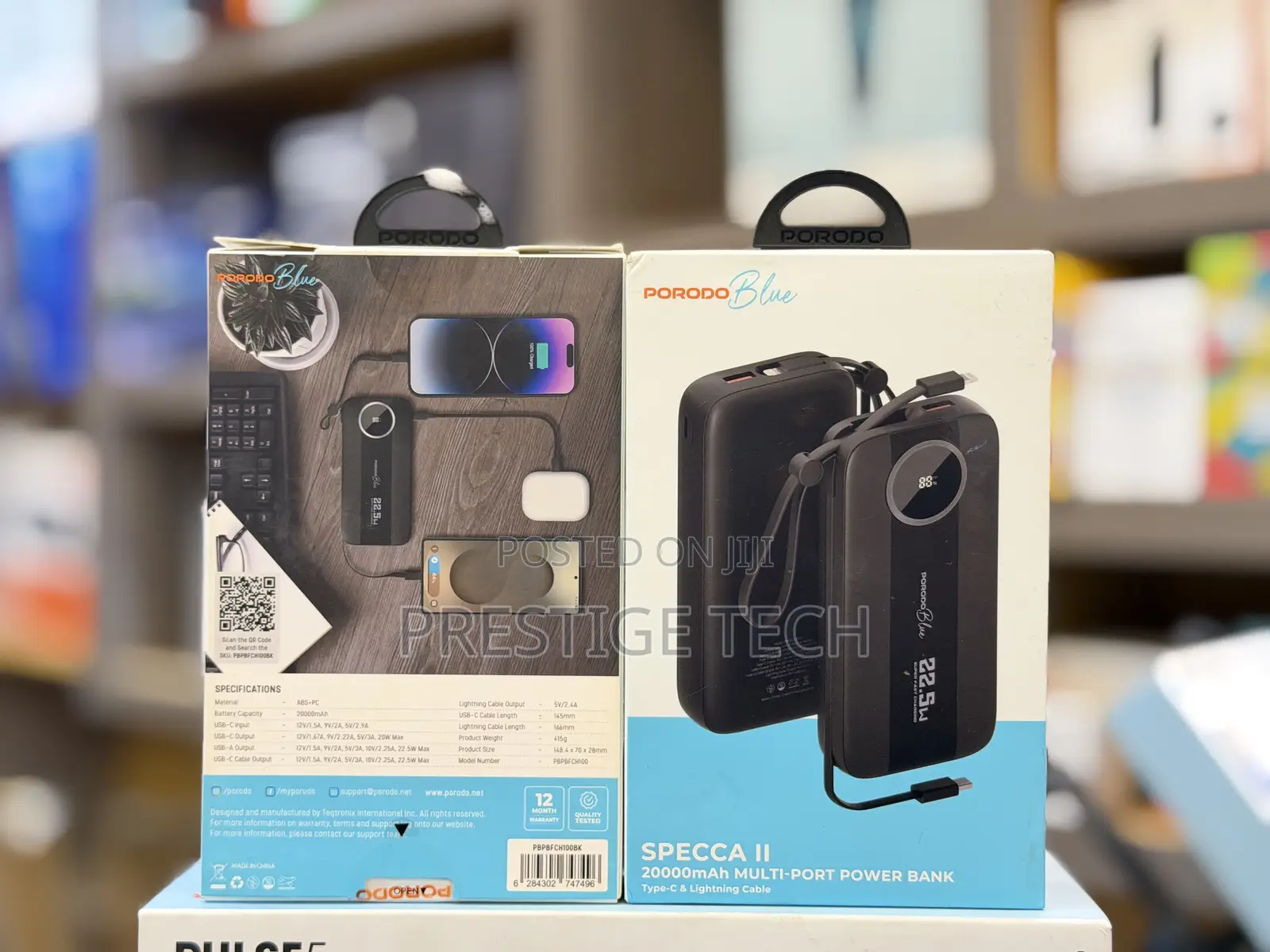 Porodo Specca 20000mah Power Bank 22.5w With Built in C iPhone Cable