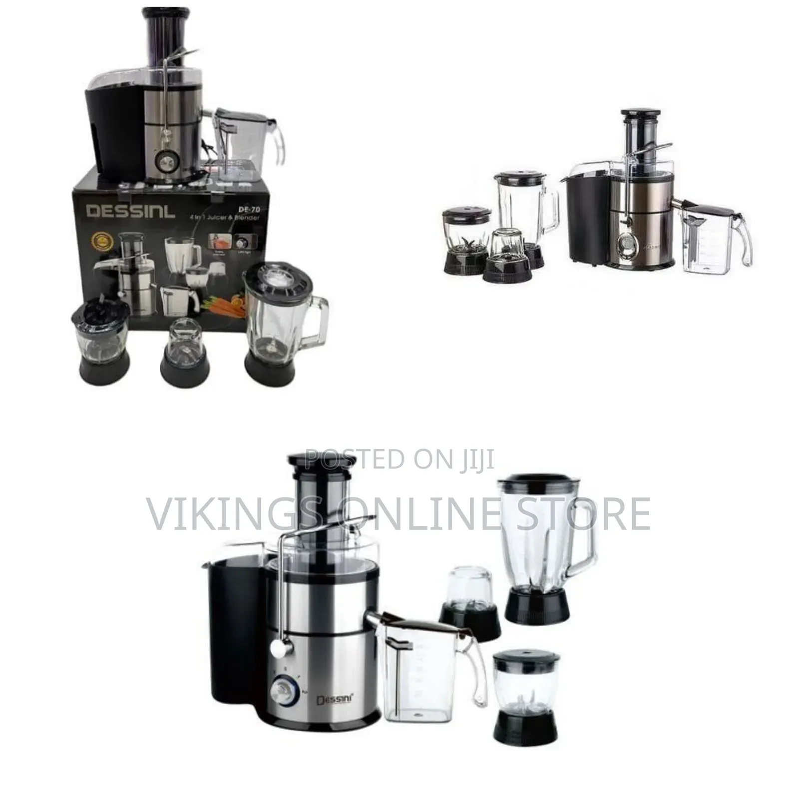 Dessini Electric 4-in-1 Juicer With Blender Grinder Chopper- Black