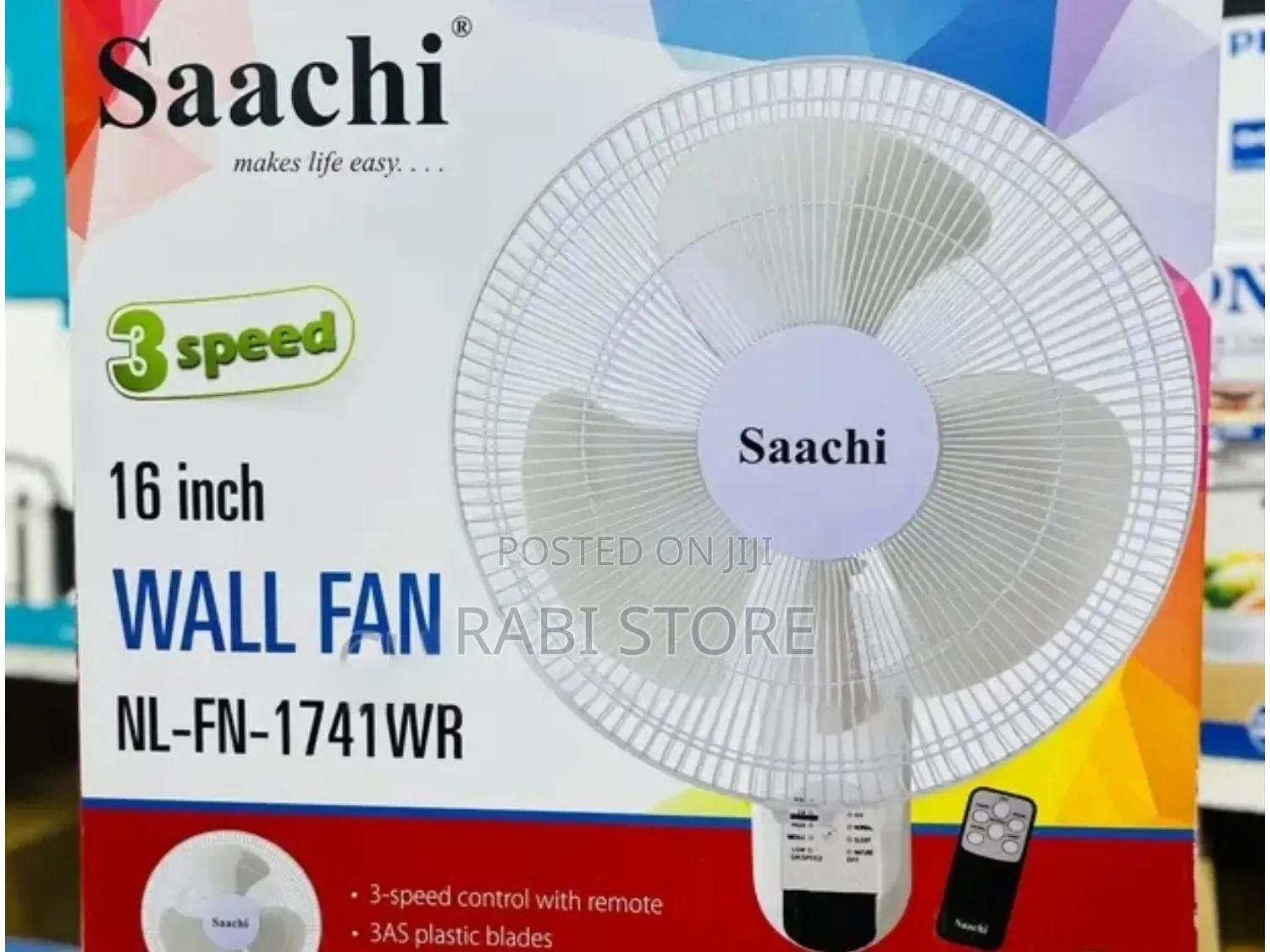 White Wall Fan With Remote, Saachi