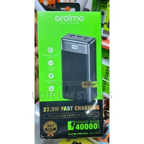 Oraimo 40,000mah 22.5w Fast Charge Power Bank-Opb-7400q.