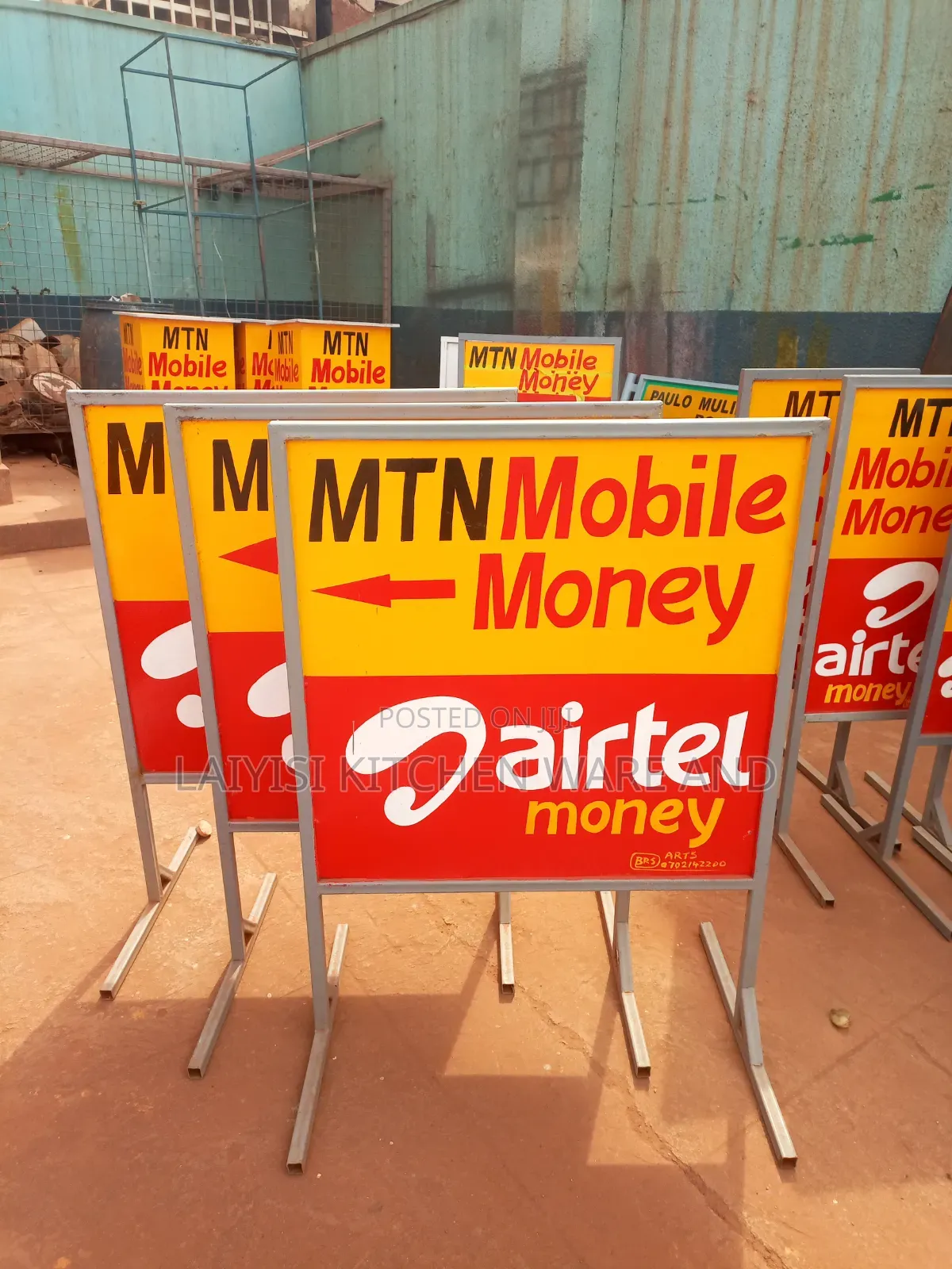 1large Metallic Mobile Money Business Signpost – Mtn Airtel Money