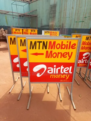 1large Metallic Mobile Money Business Signpost – Mtn Airtel Money