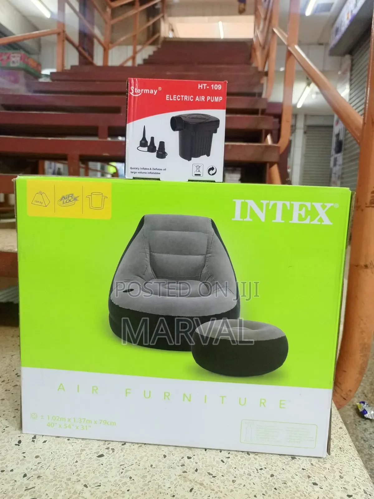 Intex Ultra Lounge Inflatable Chair and Ottoman Set With Pump